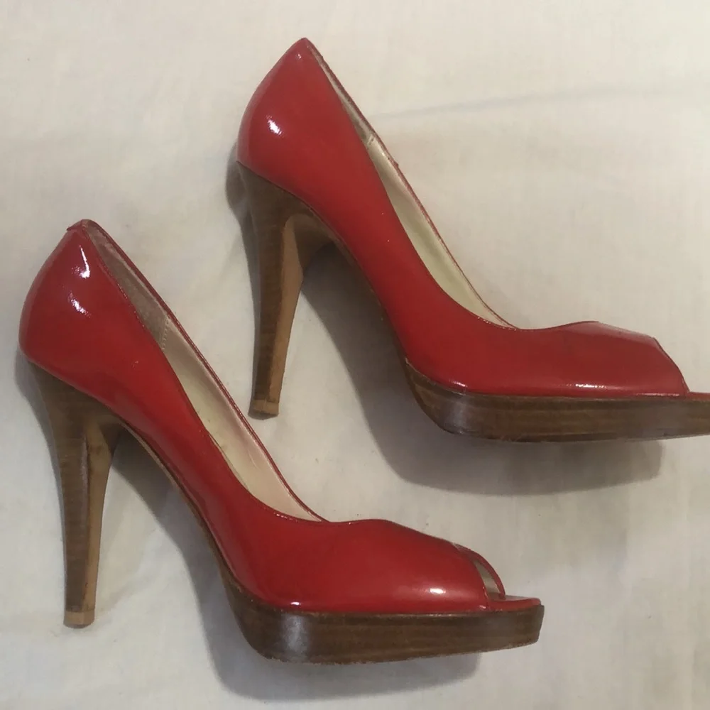 Steve Madden Red genuine leather open toe heels size 7M